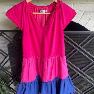 Greylin Pink and Blue Color Block Mini Dress